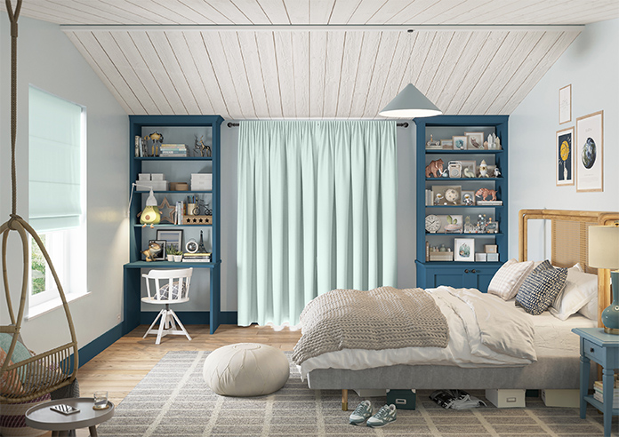 Akoya Faux Silk, Lustre Ice Blue - Made to Measure Curtains - Image 8